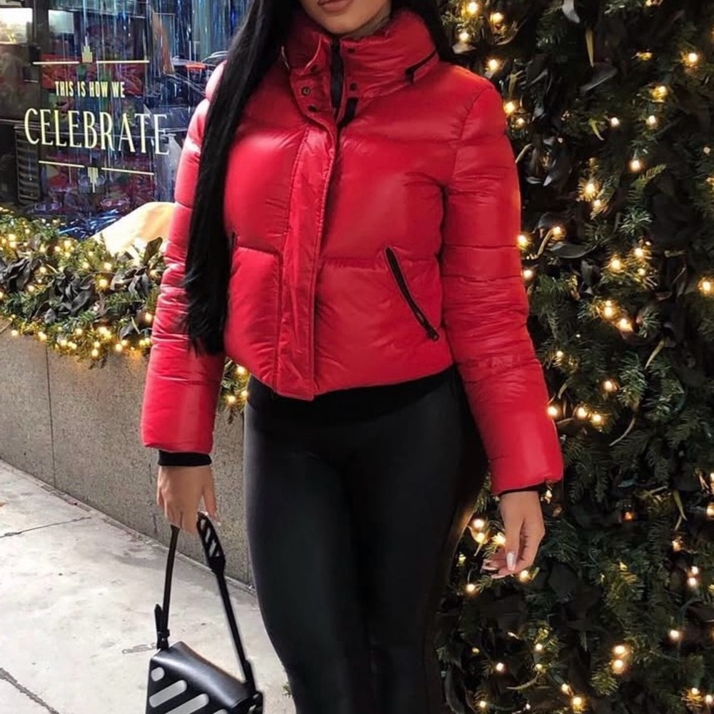 Mackage - Red Puffer Jacket for Women - Quilted Short Winter Coat